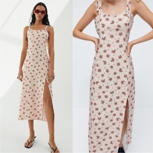 Zara Floral Print Cream Dress NWT
